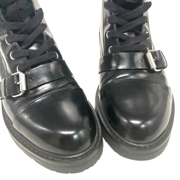 All Saints Donita Black Leather Croc Embossed Combat Moto Biker Boots Women’s 40 - Picture 6 of 16